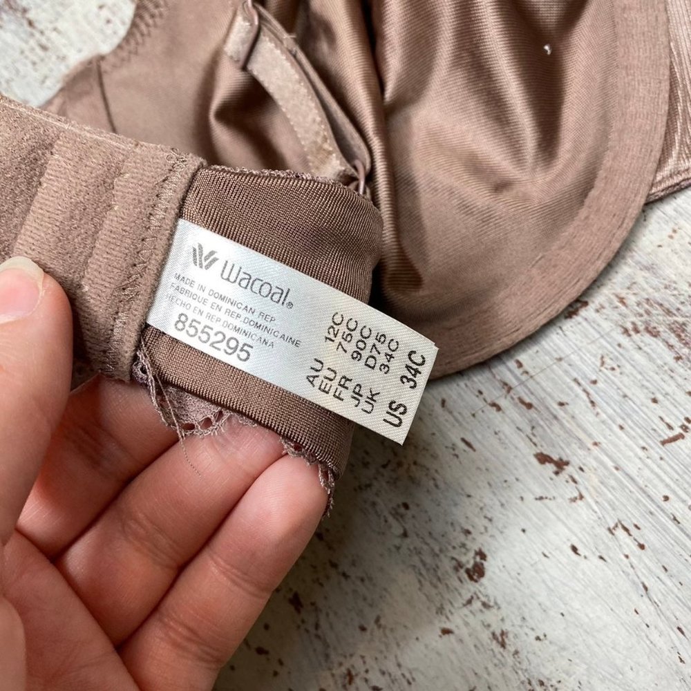 NEW Wacoal Taupe Lace Unlined Bra 34C 855295 - Picture 6 of 8